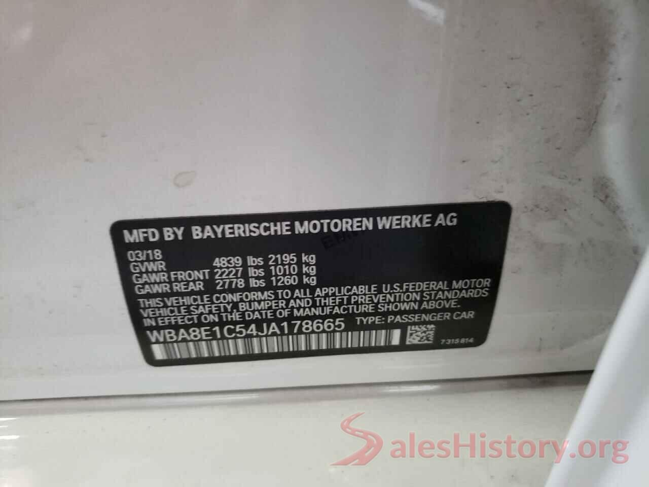 WBA8E1C54JA178665 2018 BMW 3 SERIES