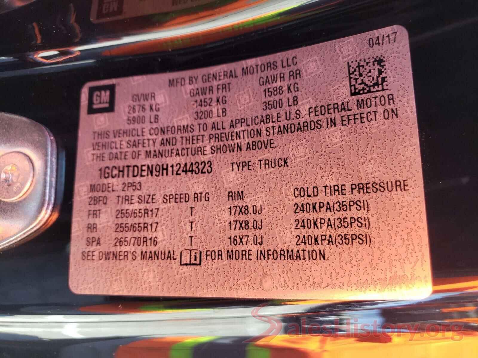 1GCHTDEN9H1244323 2017 CHEVROLET COLORADO