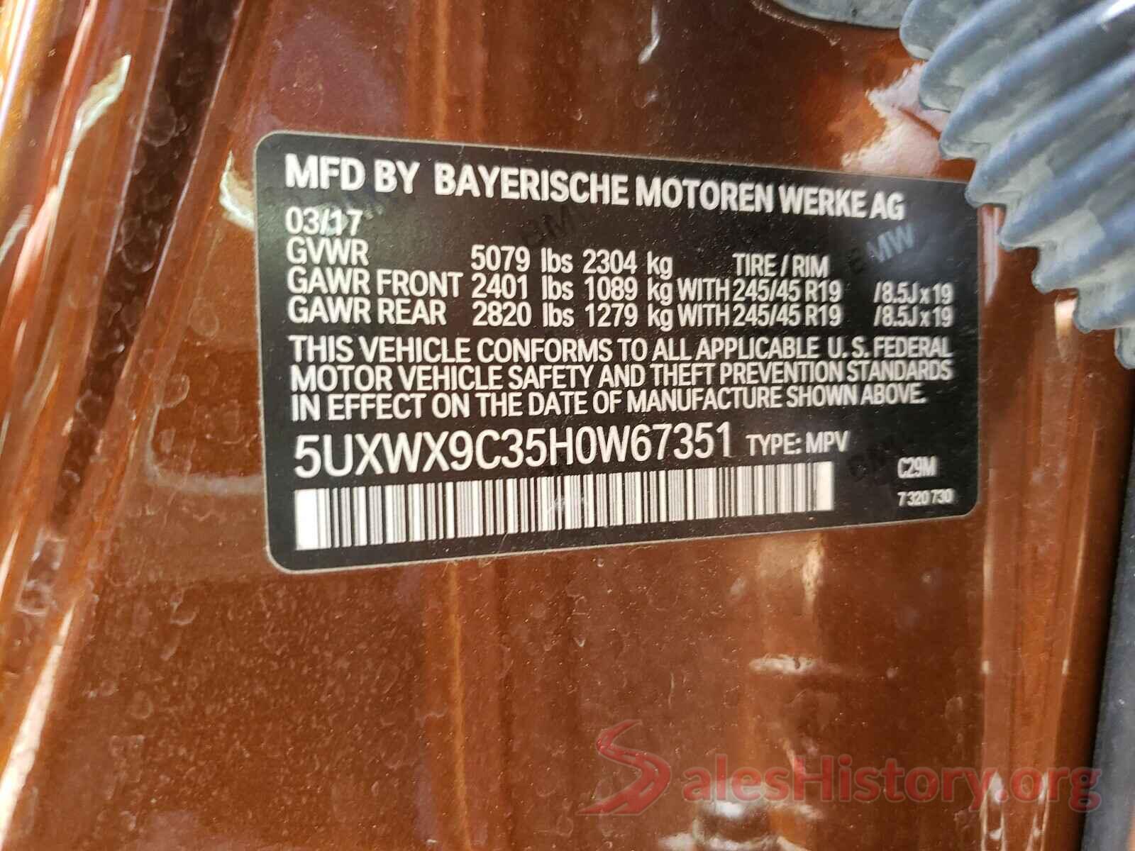 5UXWX9C35H0W67351 2017 BMW X3