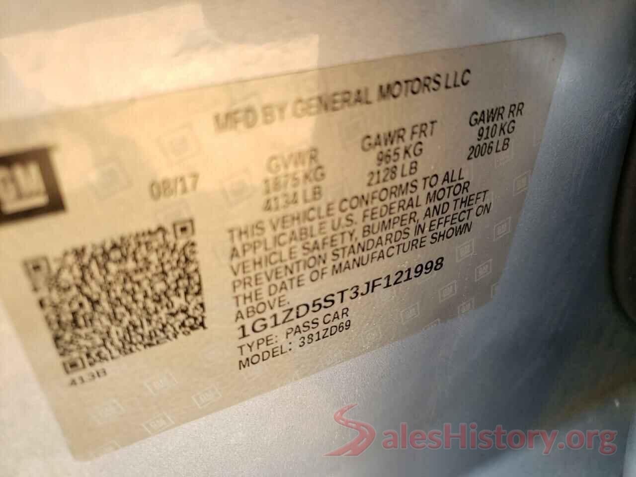 1G1ZD5ST3JF121998 2018 CHEVROLET MALIBU