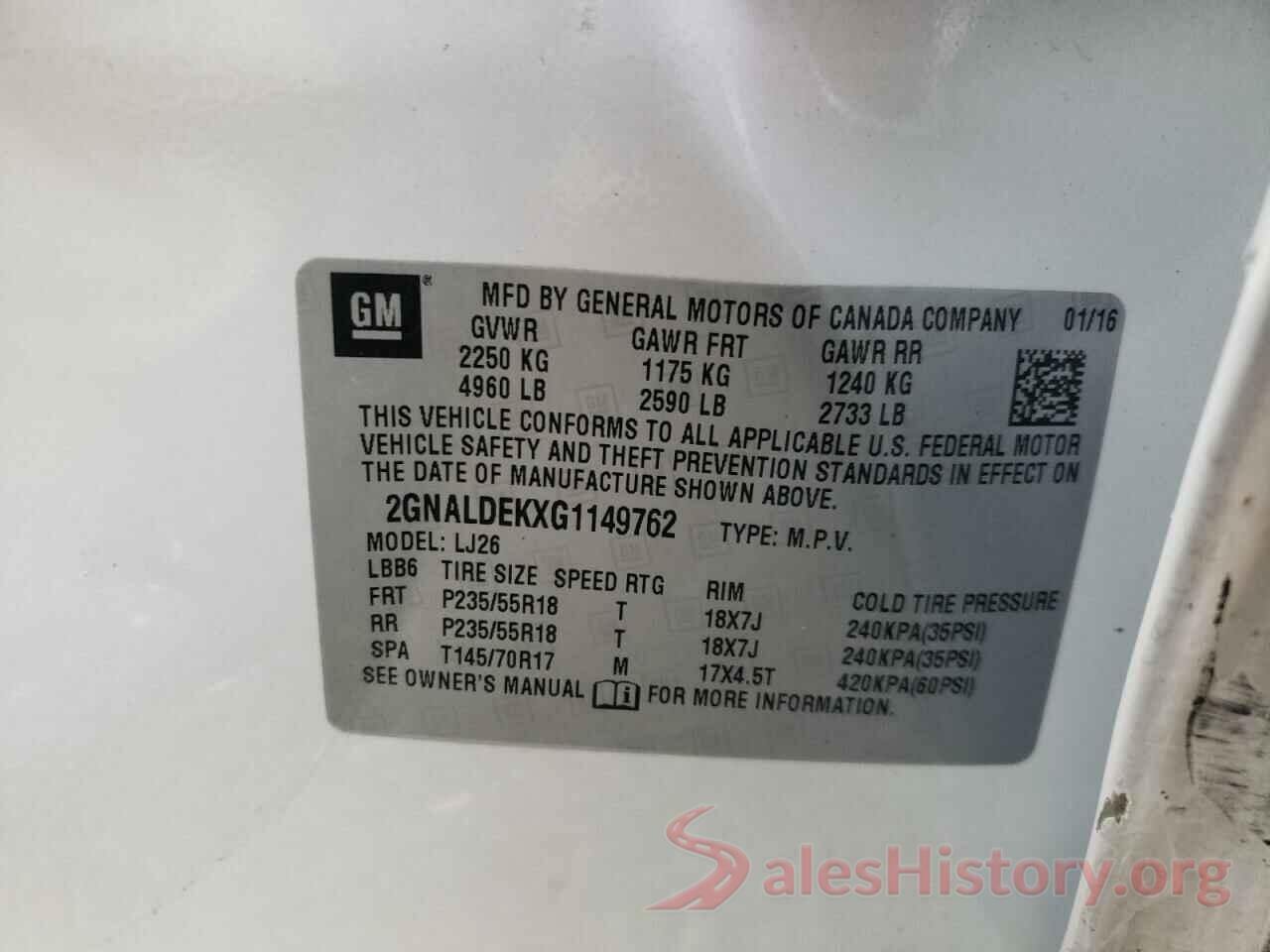 2GNALDEKXG1149762 2016 CHEVROLET EQUINOX