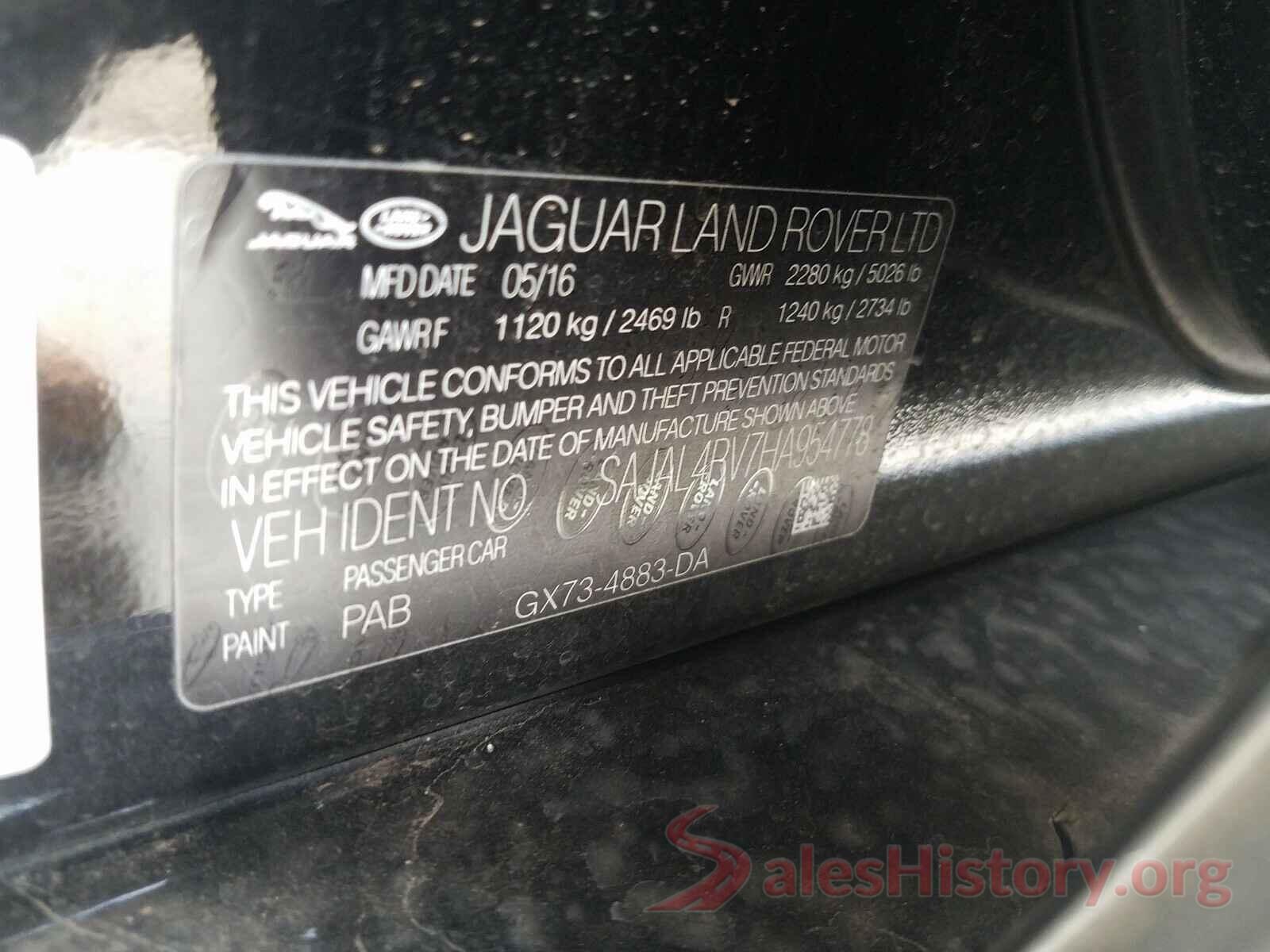 SAJAL4BV7HA954778 2017 JAGUAR XE