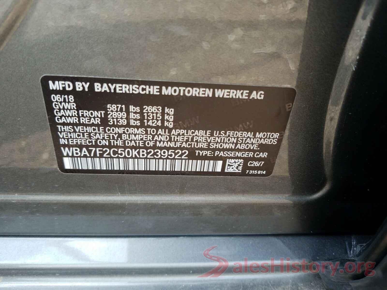 WBA7F2C50KB239522 2019 BMW 7 SERIES