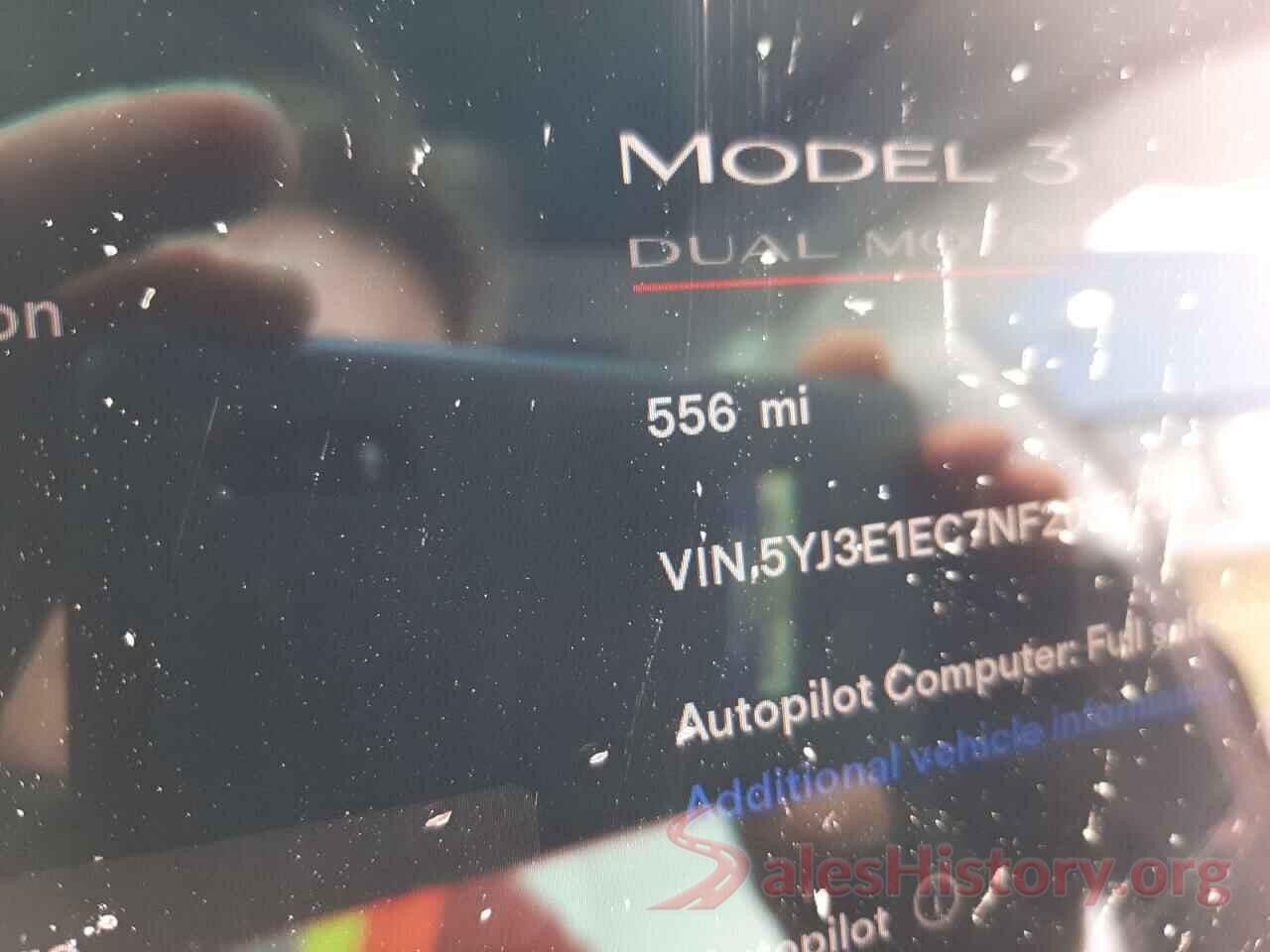 5YJ3E1EC7NF203323 2022 TESLA MODEL 3