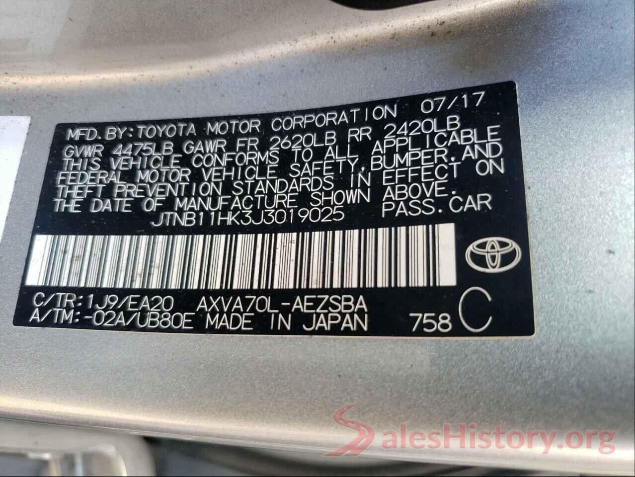 JTNB11HK3J3019025 2018 TOYOTA CAMRY