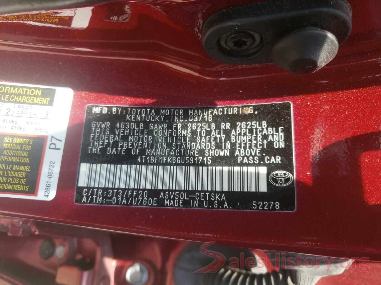 4T1BF1FK6GU591715 2016 TOYOTA CAMRY