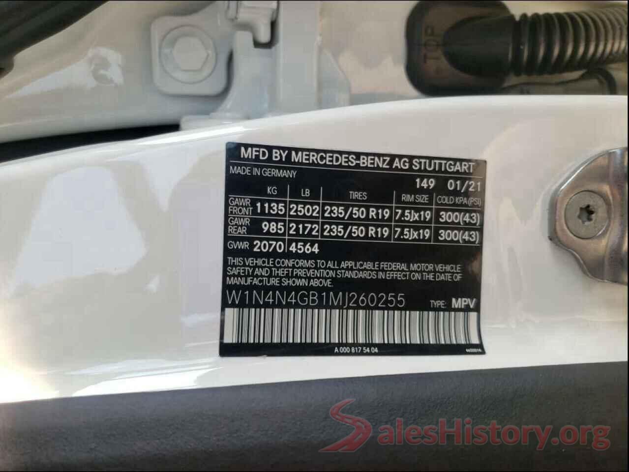 W1N4N4GB1MJ260255 2021 MERCEDES-BENZ G CLASS