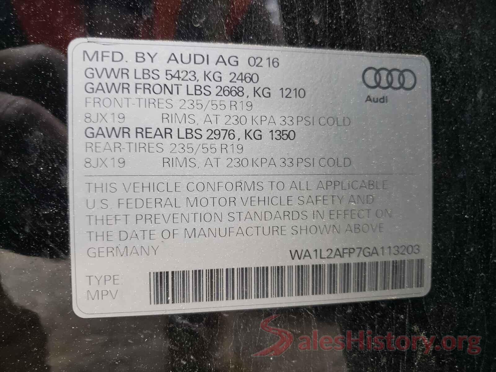 WA1L2AFP7GA113203 2016 AUDI Q5