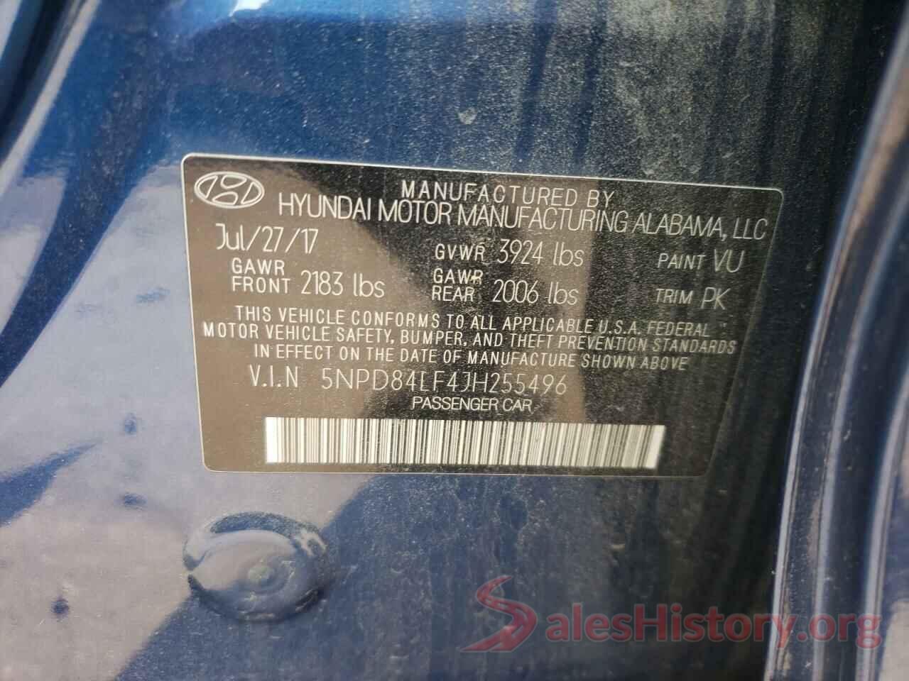 5NPD84LF4JH255496 2018 HYUNDAI ELANTRA