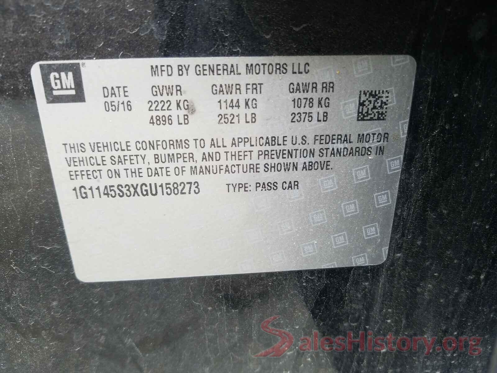 1G1145S3XGU158273 2016 CHEVROLET IMPALA