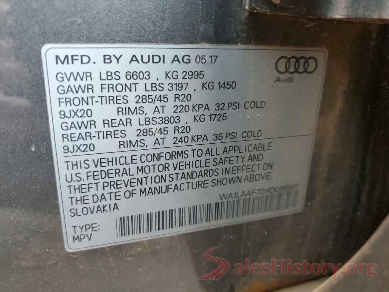 WA1LAAF70HD056507 2017 AUDI Q7