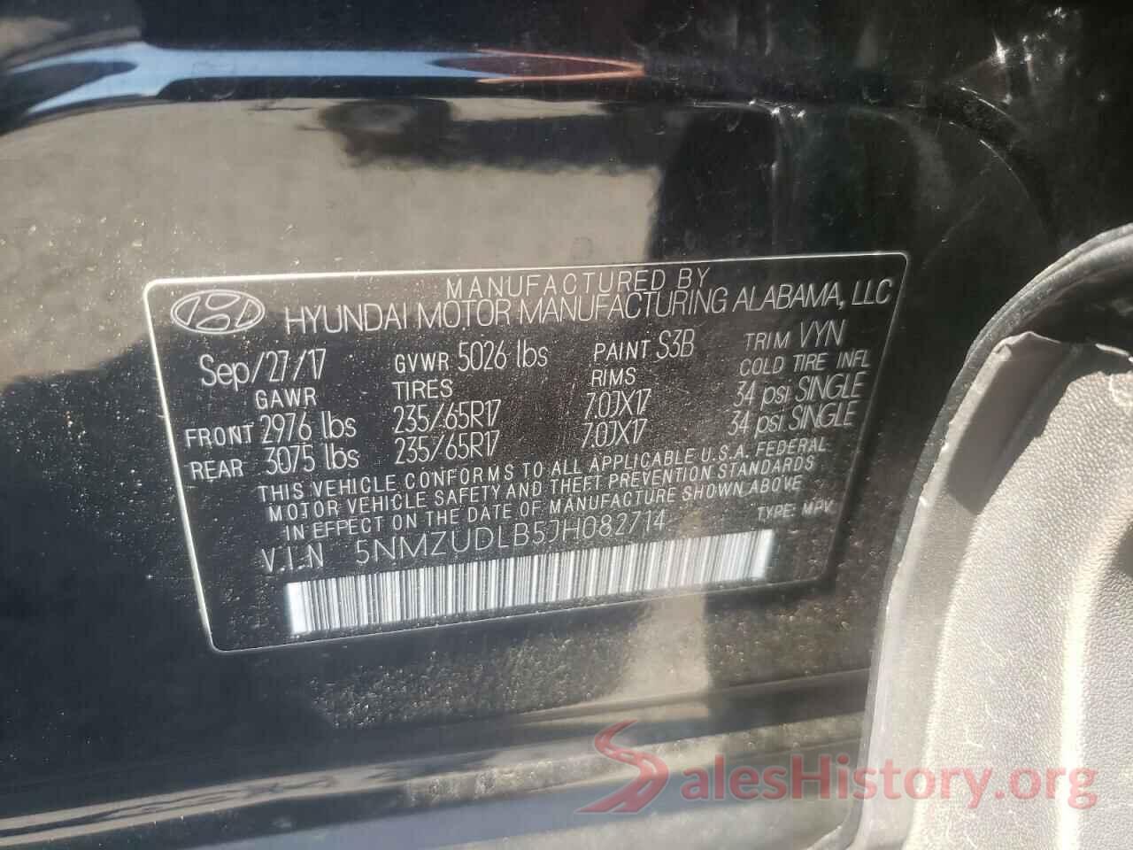 5NMZUDLB5JH082714 2018 HYUNDAI SANTA FE