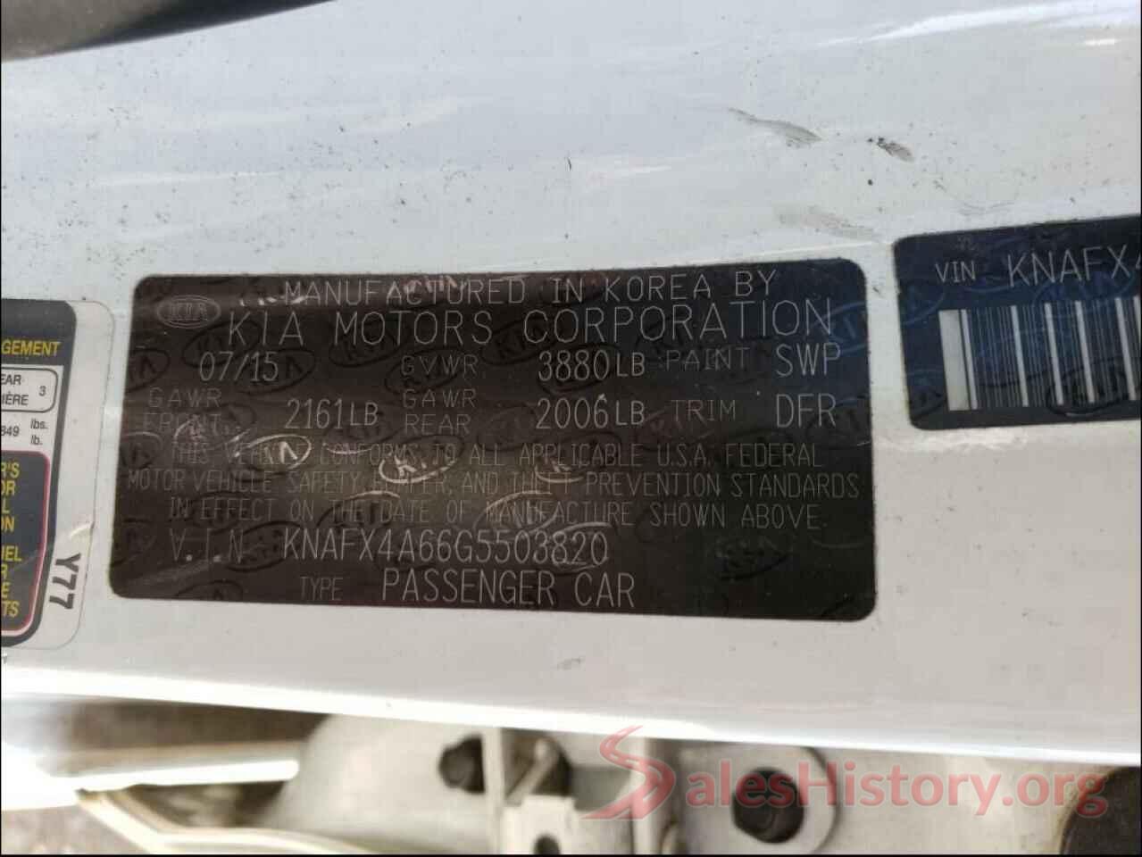 KNAFX4A66G5503820 2016 KIA FORTE