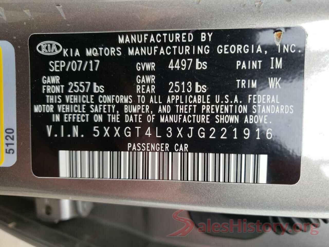 5XXGT4L3XJG221916 2018 KIA OPTIMA