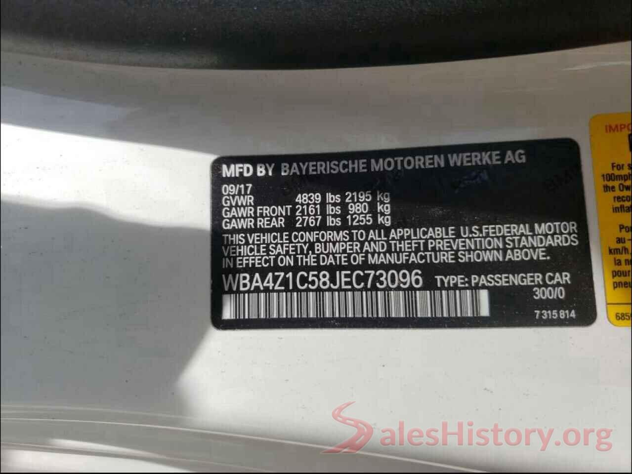 WBA4Z1C58JEC73096 2018 BMW 4 SERIES