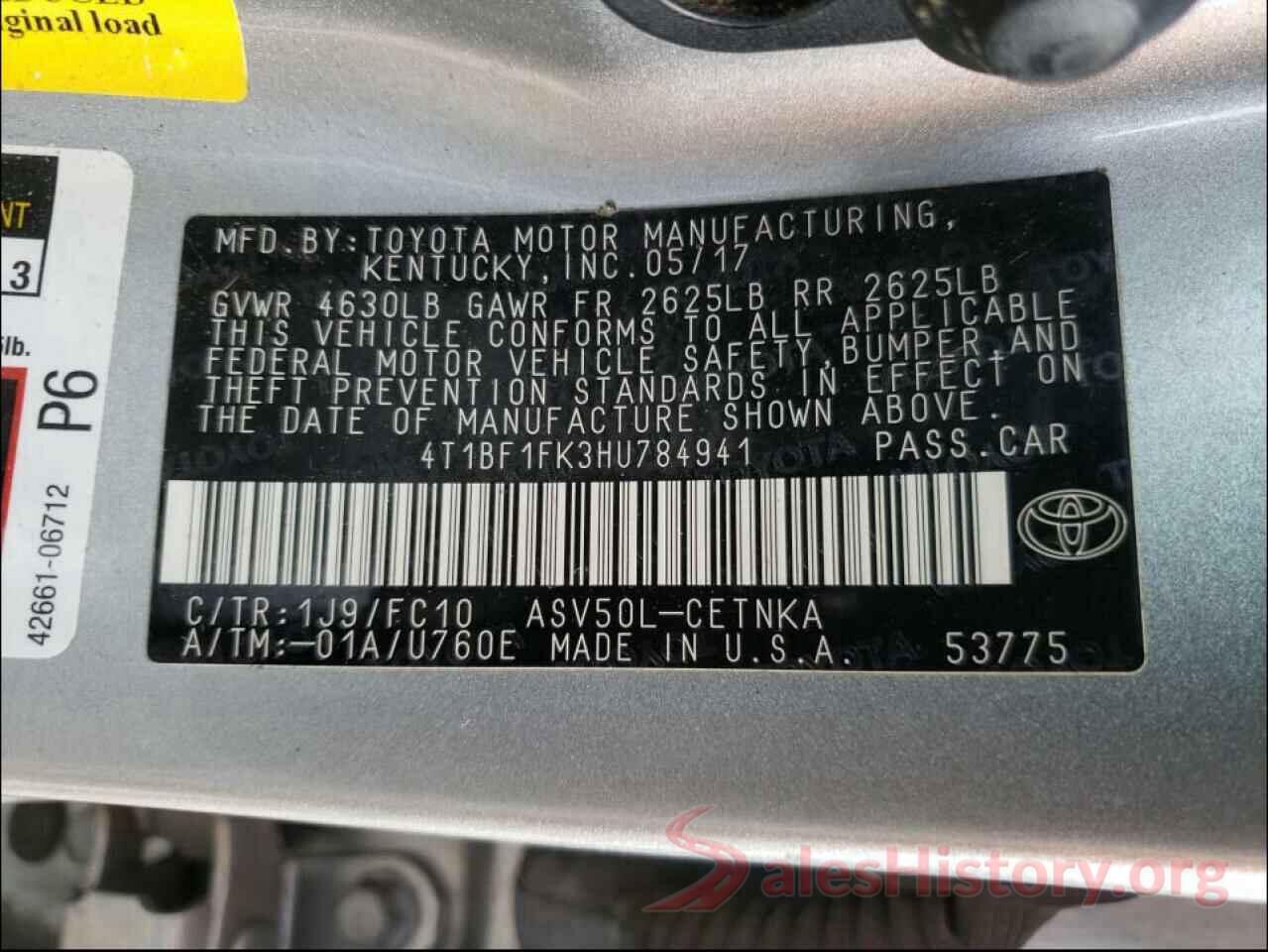 4T1BF1FK3HU784941 2017 TOYOTA CAMRY