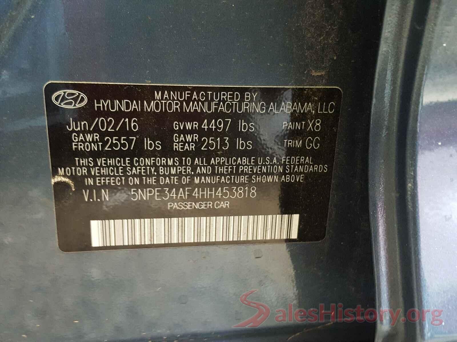 5NPE34AF4HH453818 2017 HYUNDAI SONATA