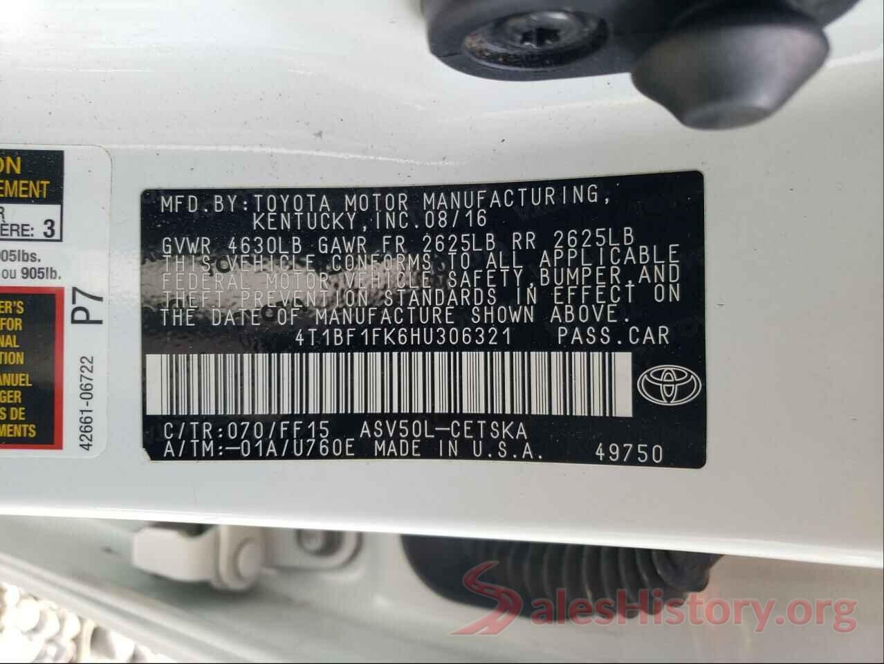 4T1BF1FK6HU306321 2017 TOYOTA CAMRY