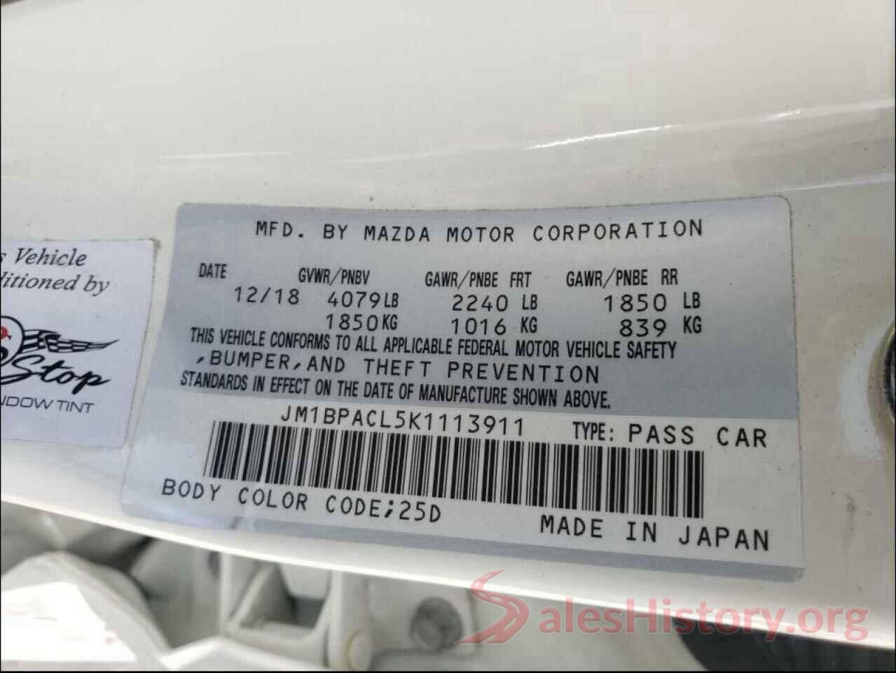 JM1BPACL5K1113911 2019 MAZDA 3