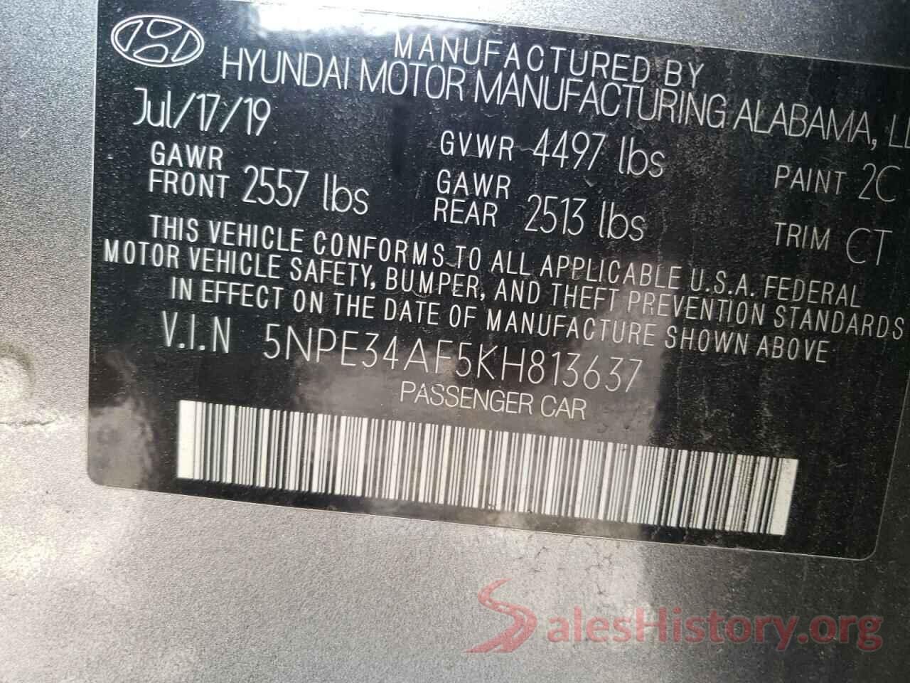 5NPE34AF5KH813637 2019 HYUNDAI SONATA