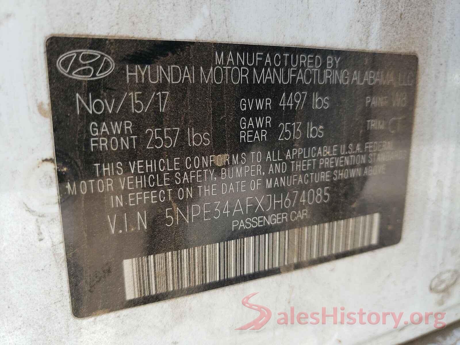 5NPE34AFXJH674085 2018 HYUNDAI SONATA