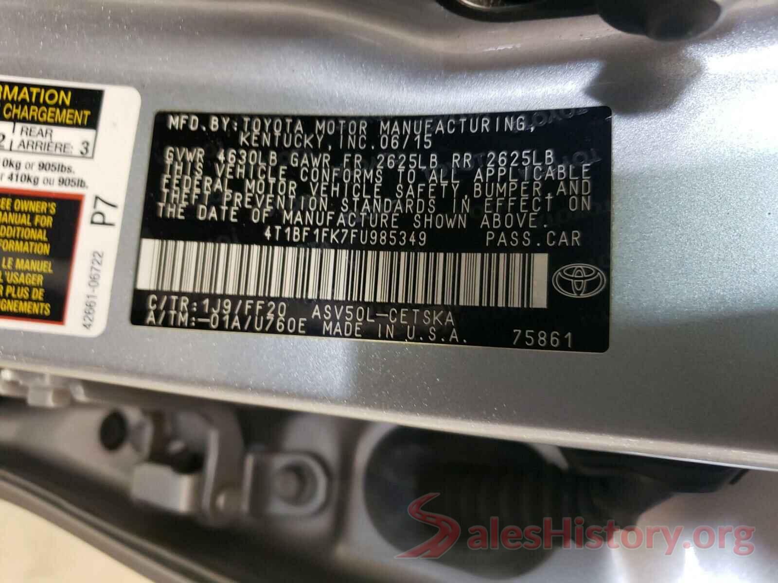 4T1BF1FK7FU985349 2015 TOYOTA CAMRY