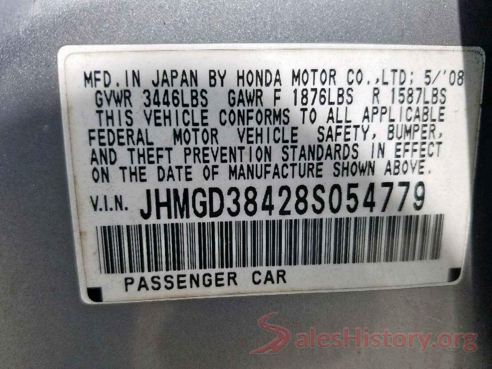 JHMGD38428S054779 2008 HONDA FIT