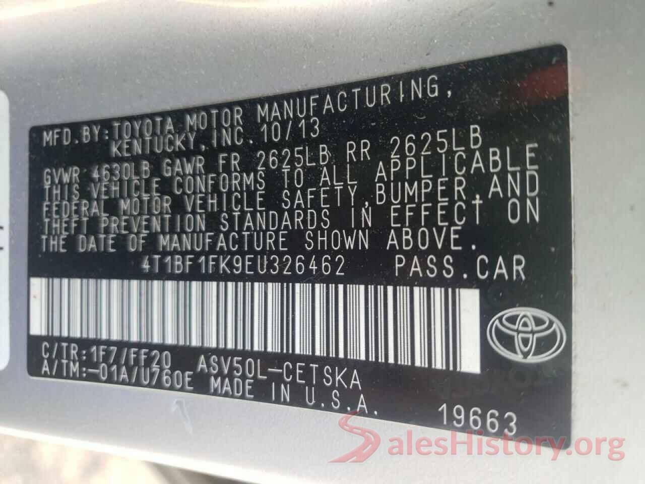 4T1BF1FK9EU326462 2014 TOYOTA CAMRY