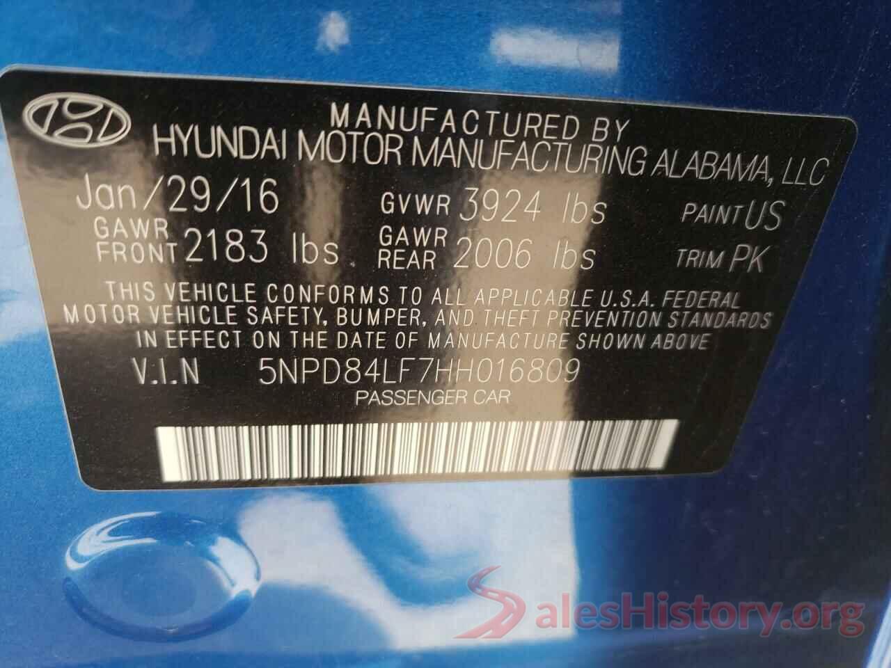 5NPD84LF7HH016809 2017 HYUNDAI ELANTRA