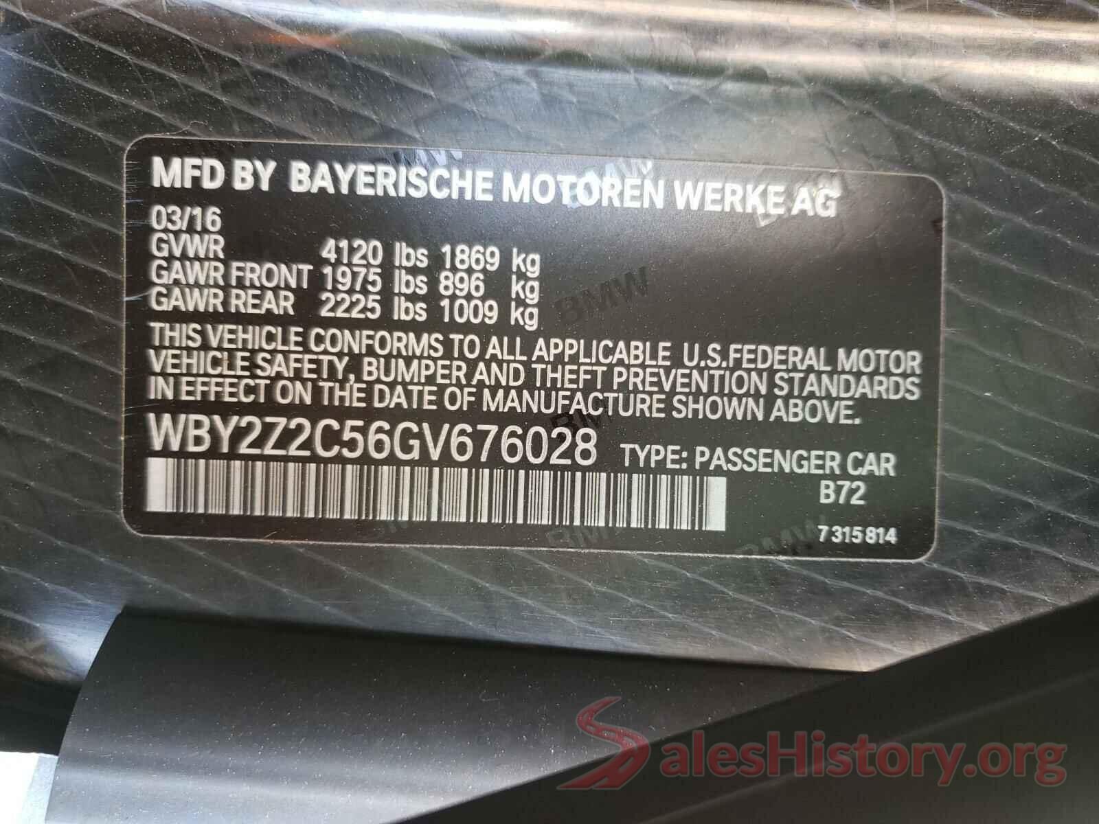 WBY2Z2C56GV676028 2016 BMW I SERIES