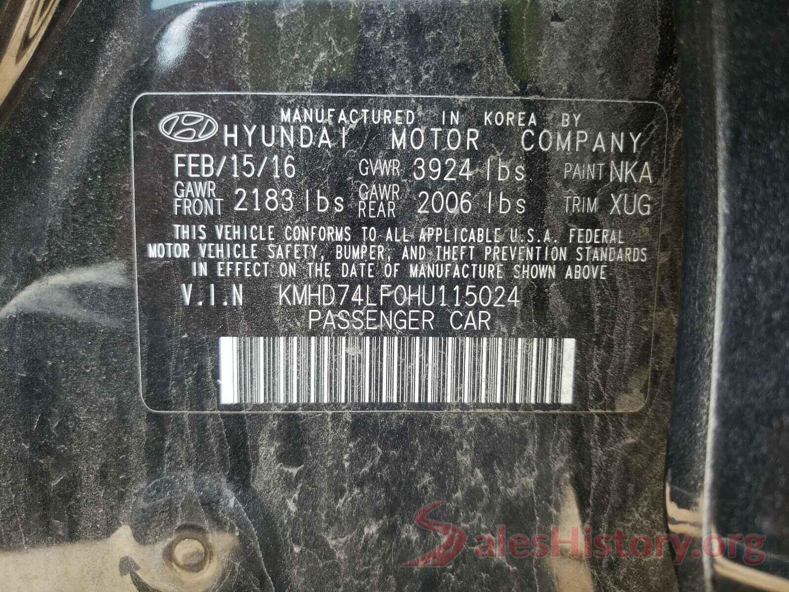 KMHD74LF0HU115024 2017 HYUNDAI ELANTRA