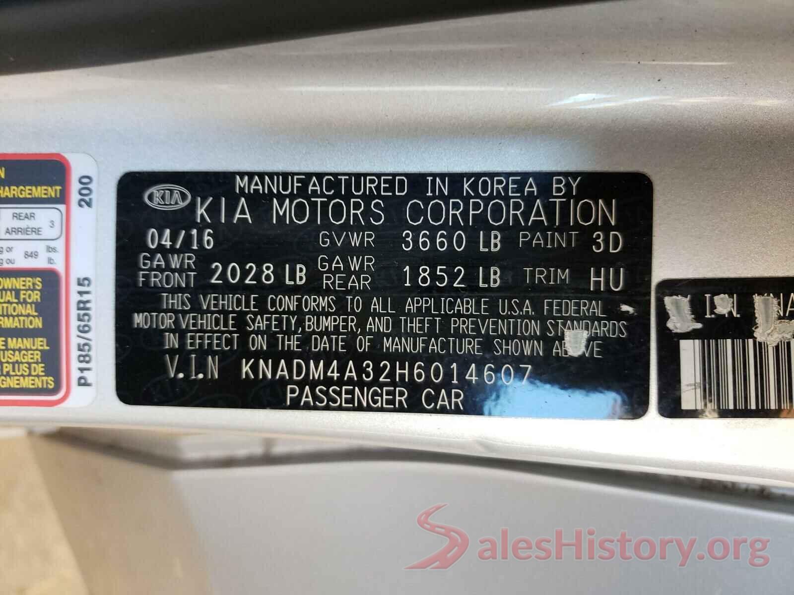 KNADM4A32H6014607 2017 KIA RIO