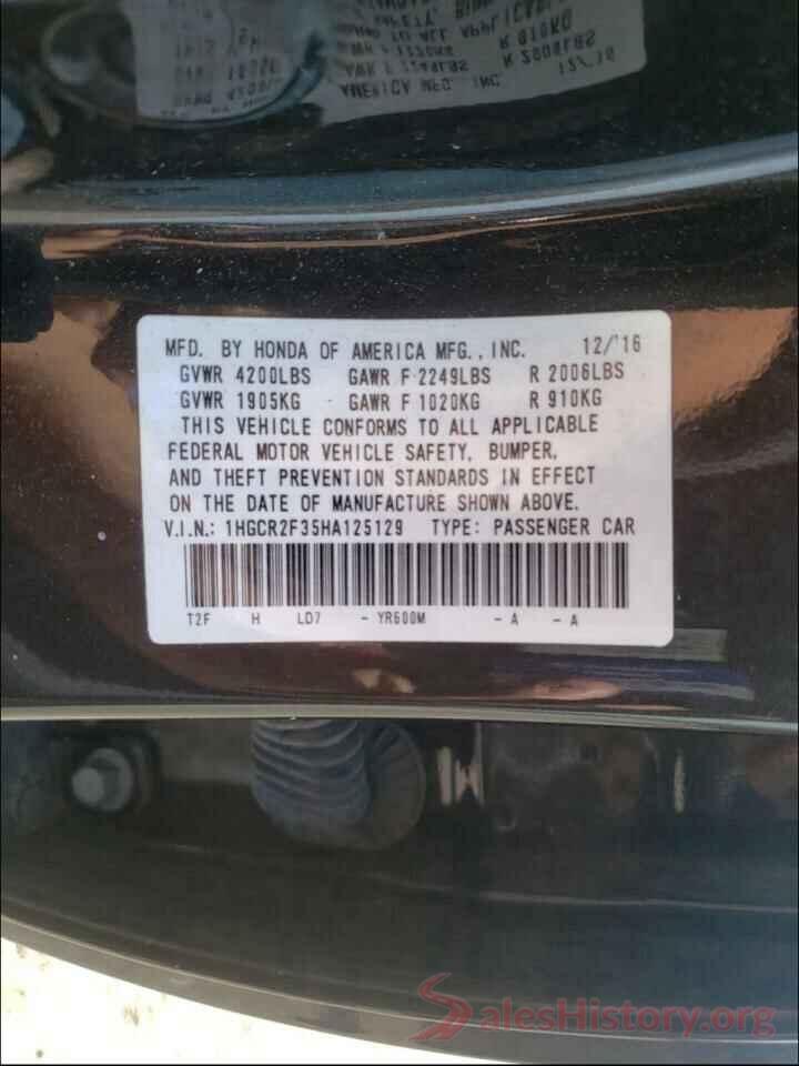 1HGCR2F35HA125129 2017 HONDA ACCORD