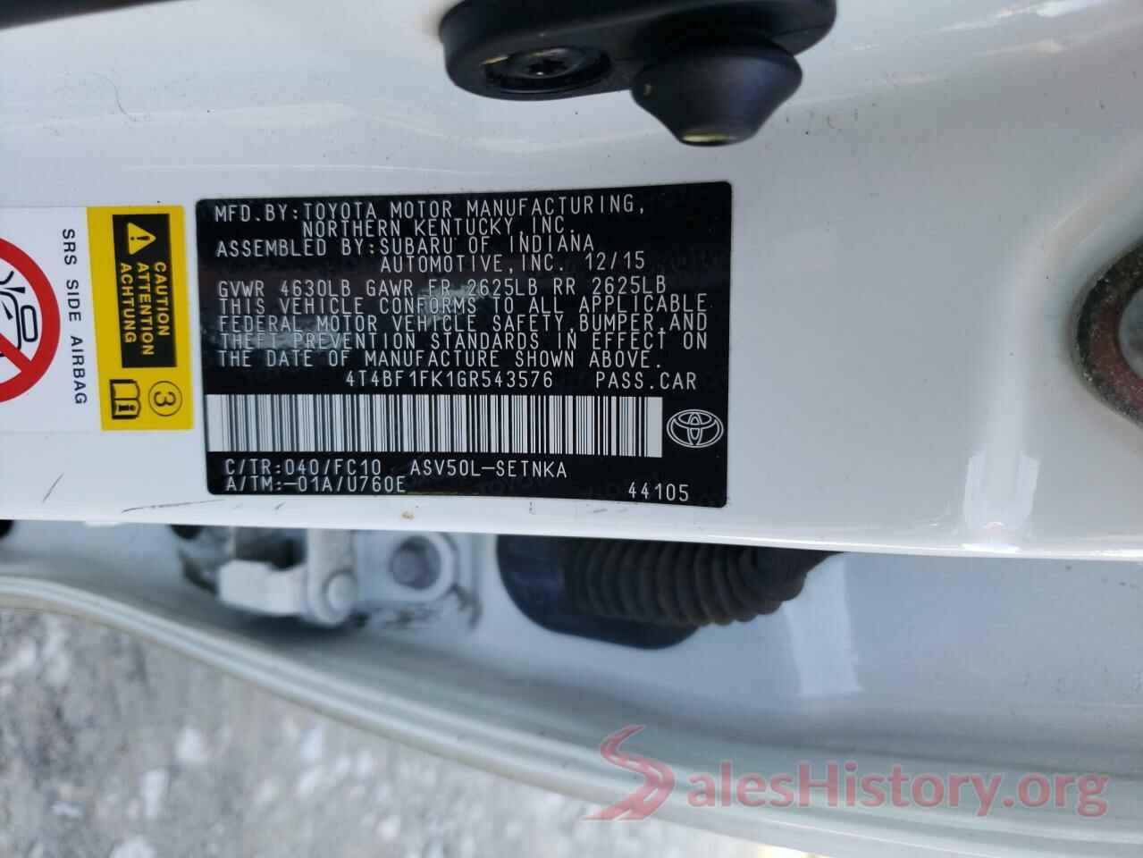 4T4BF1FK1GR543576 2016 TOYOTA CAMRY