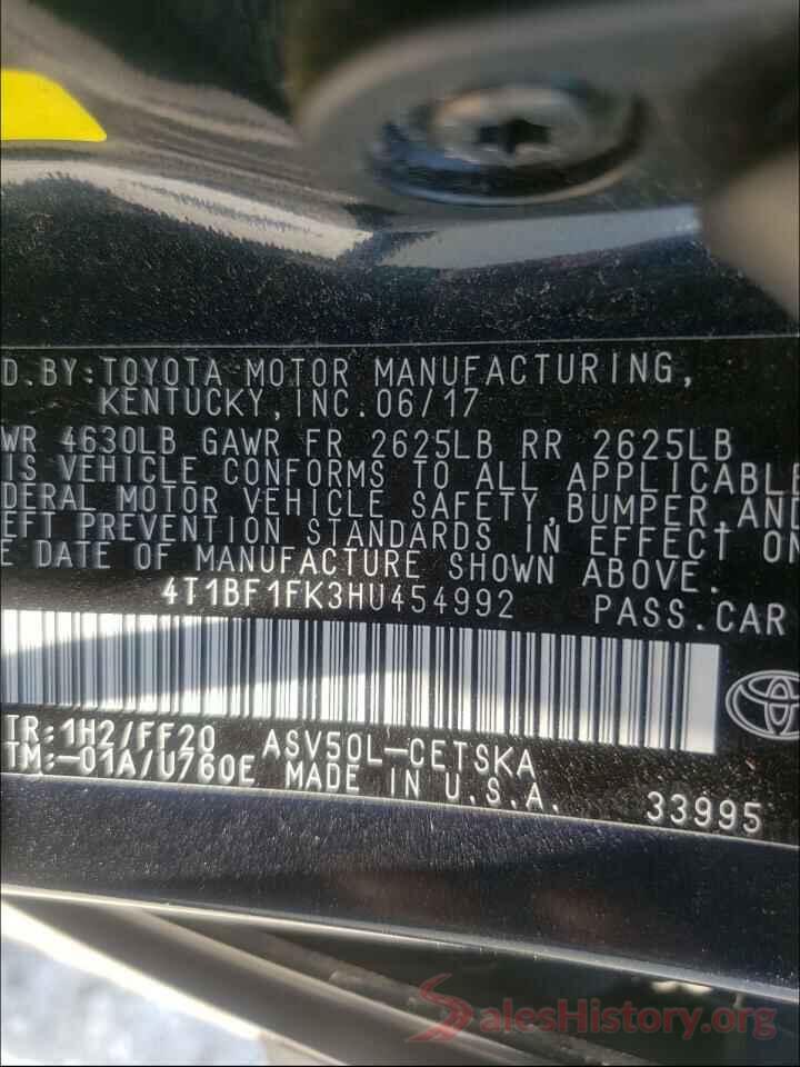 4T1BF1FK3HU454992 2017 TOYOTA CAMRY