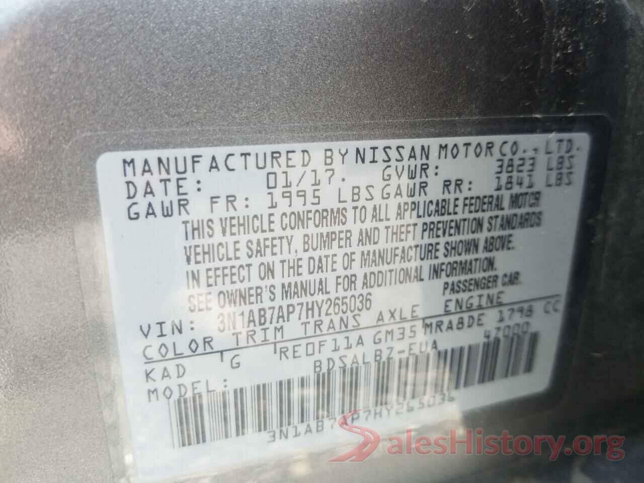 3N1AB7AP7HY265036 2017 NISSAN SENTRA