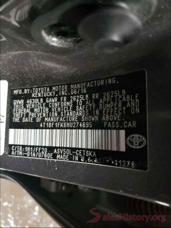 4T1BF1FK6HU274695 2017 TOYOTA CAMRY