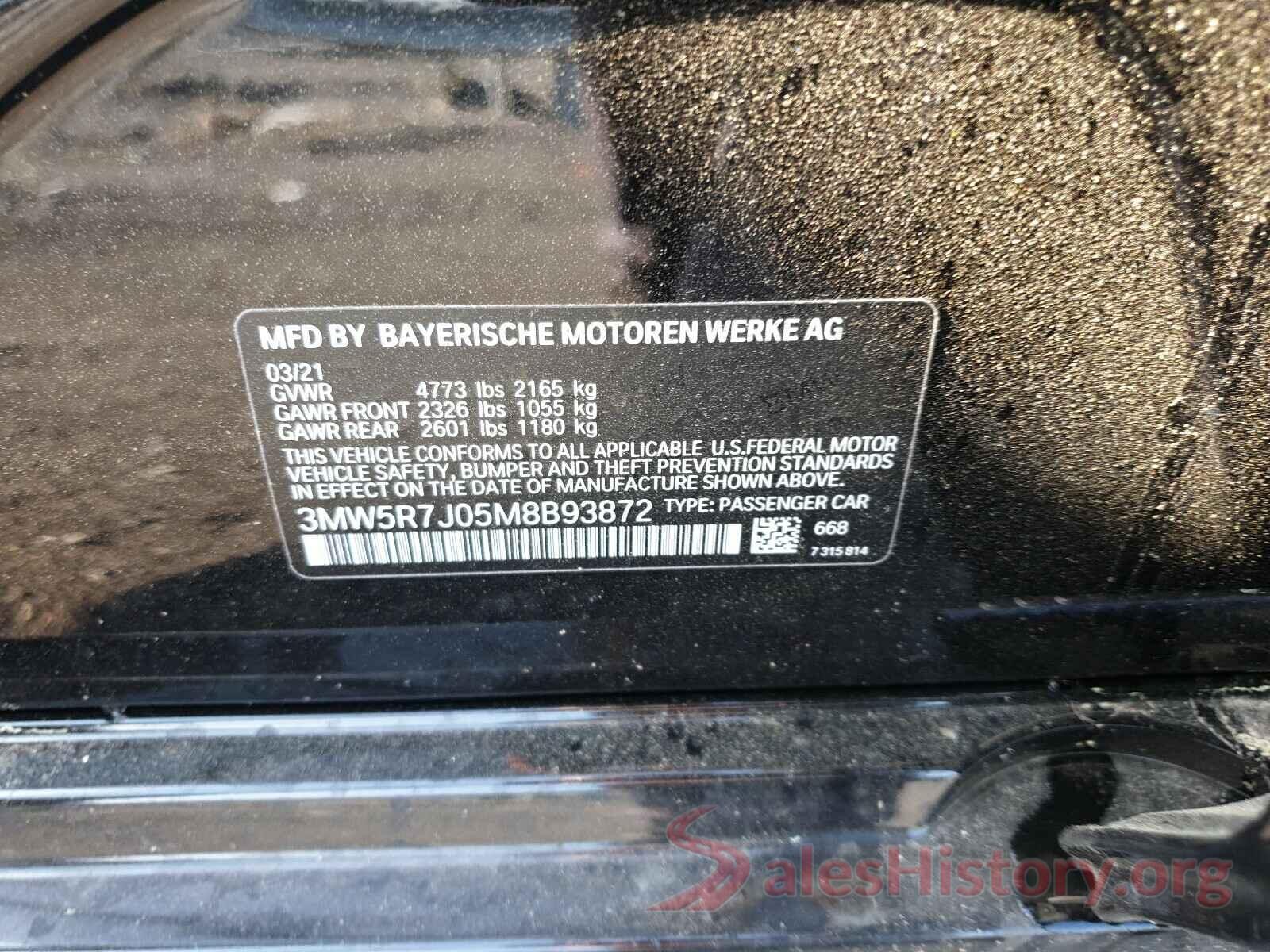 3MW5R7J05M8B93872 2021 BMW 3 SERIES