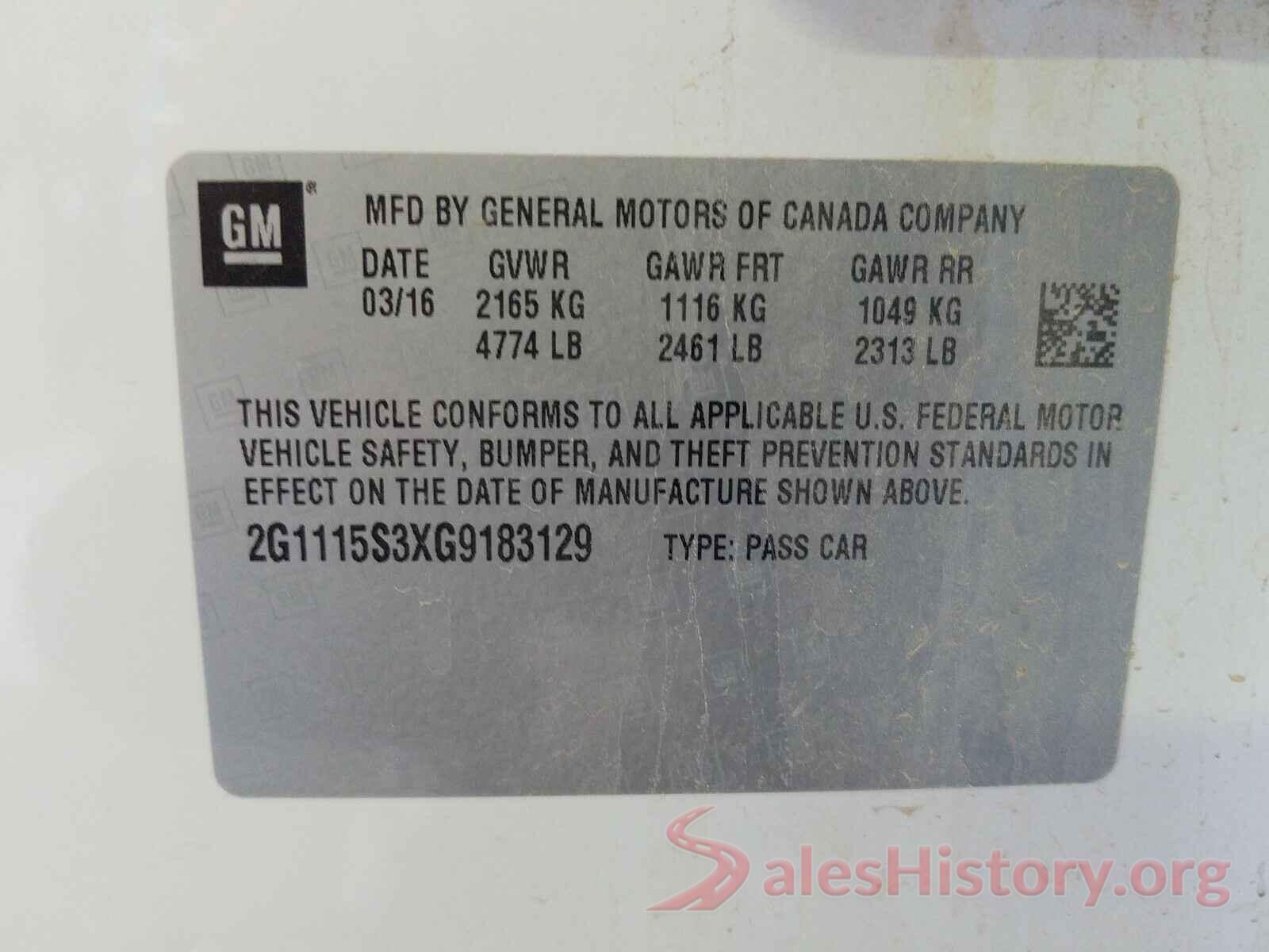 2G1115S3XG9183129 2016 CHEVROLET IMPALA