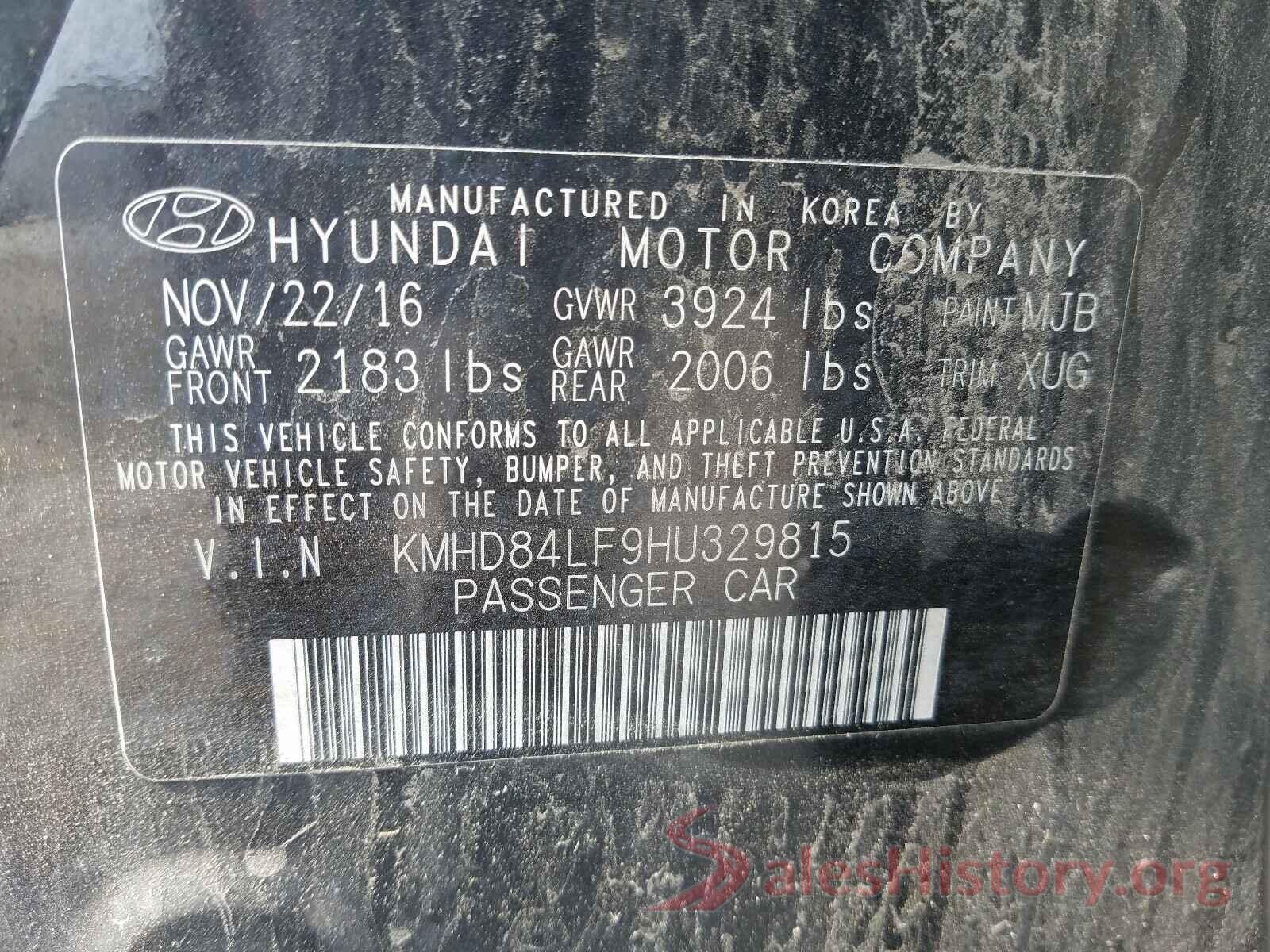 KMHD84LF9HU329815 2017 HYUNDAI ELANTRA