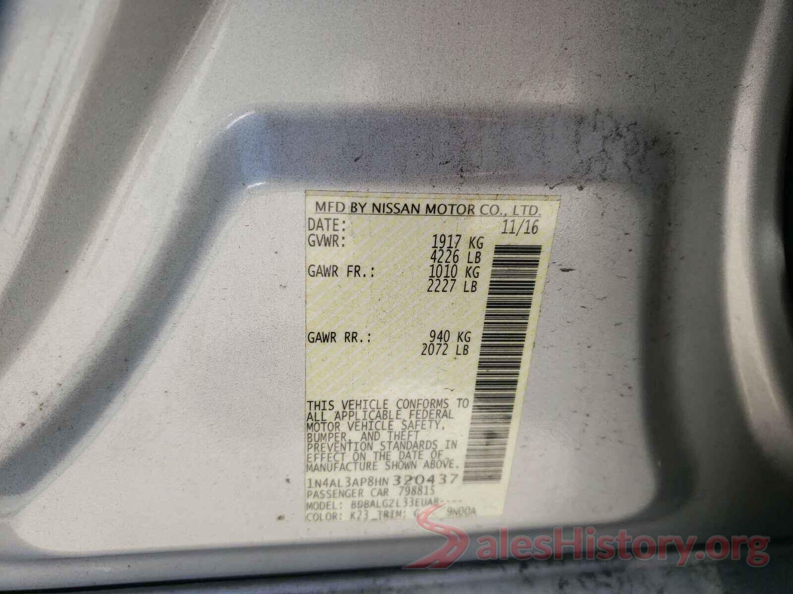 1N4AL3AP8HN320437 2017 NISSAN ALTIMA