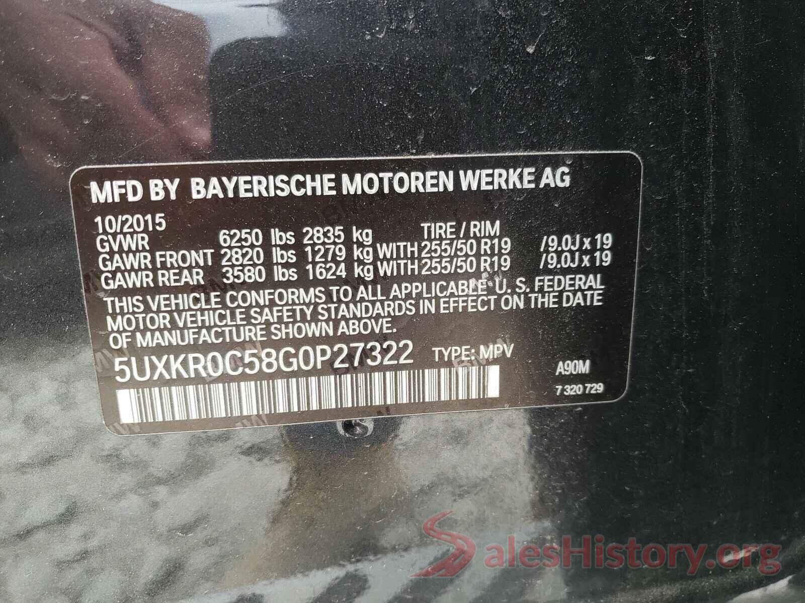 5UXKR0C58G0P27322 2016 BMW X5