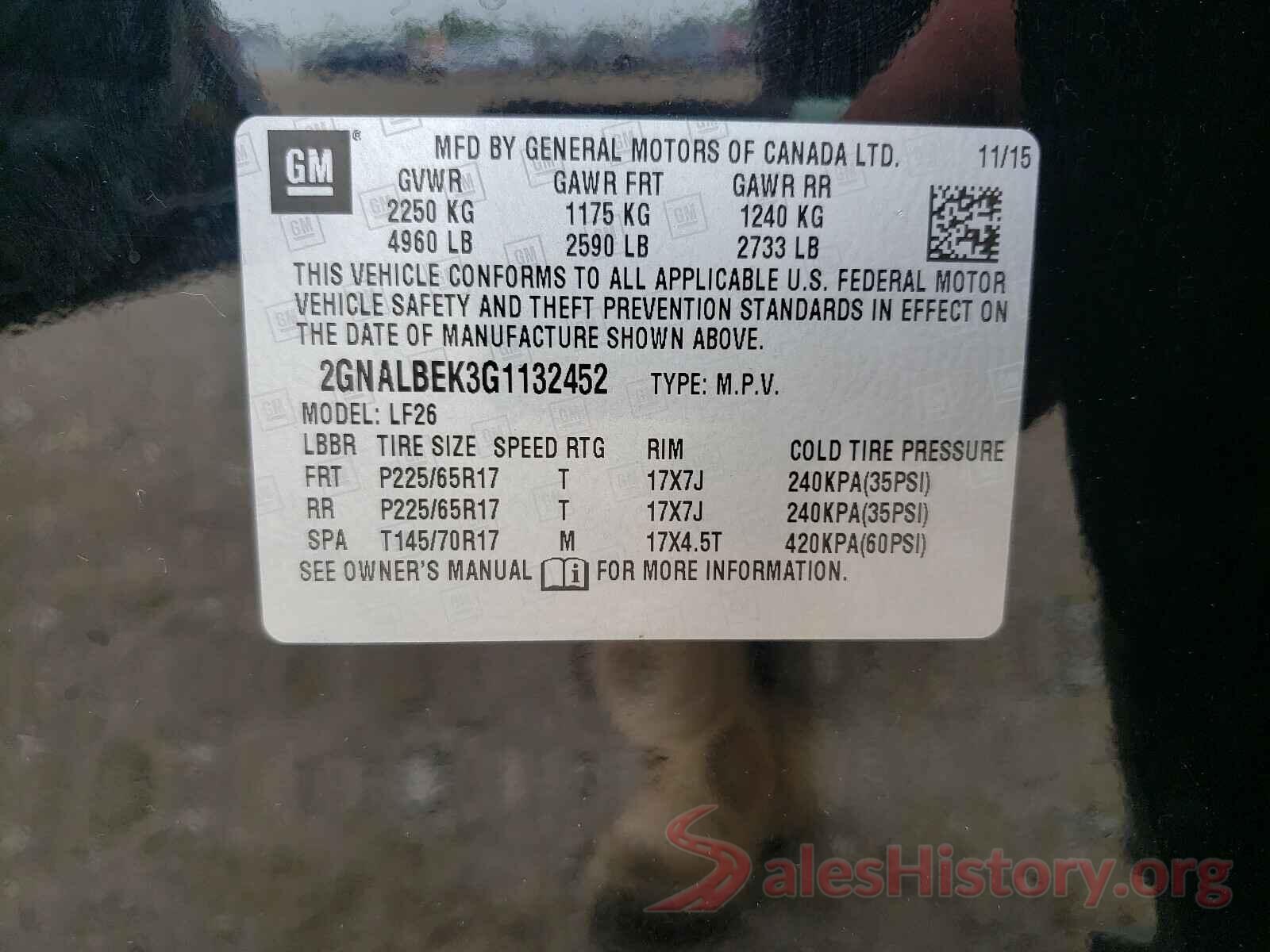 2GNALBEK3G1132452 2016 CHEVROLET EQUINOX