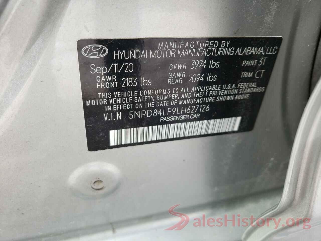 5NPD84LF9LH627126 2020 HYUNDAI ELANTRA