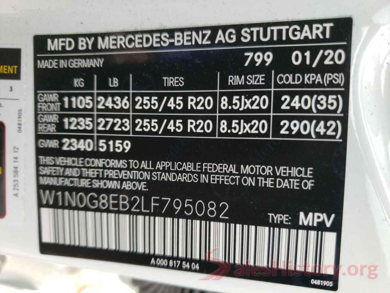 W1N0G8EB2LF795082 2020 MERCEDES-BENZ GLC-CLASS