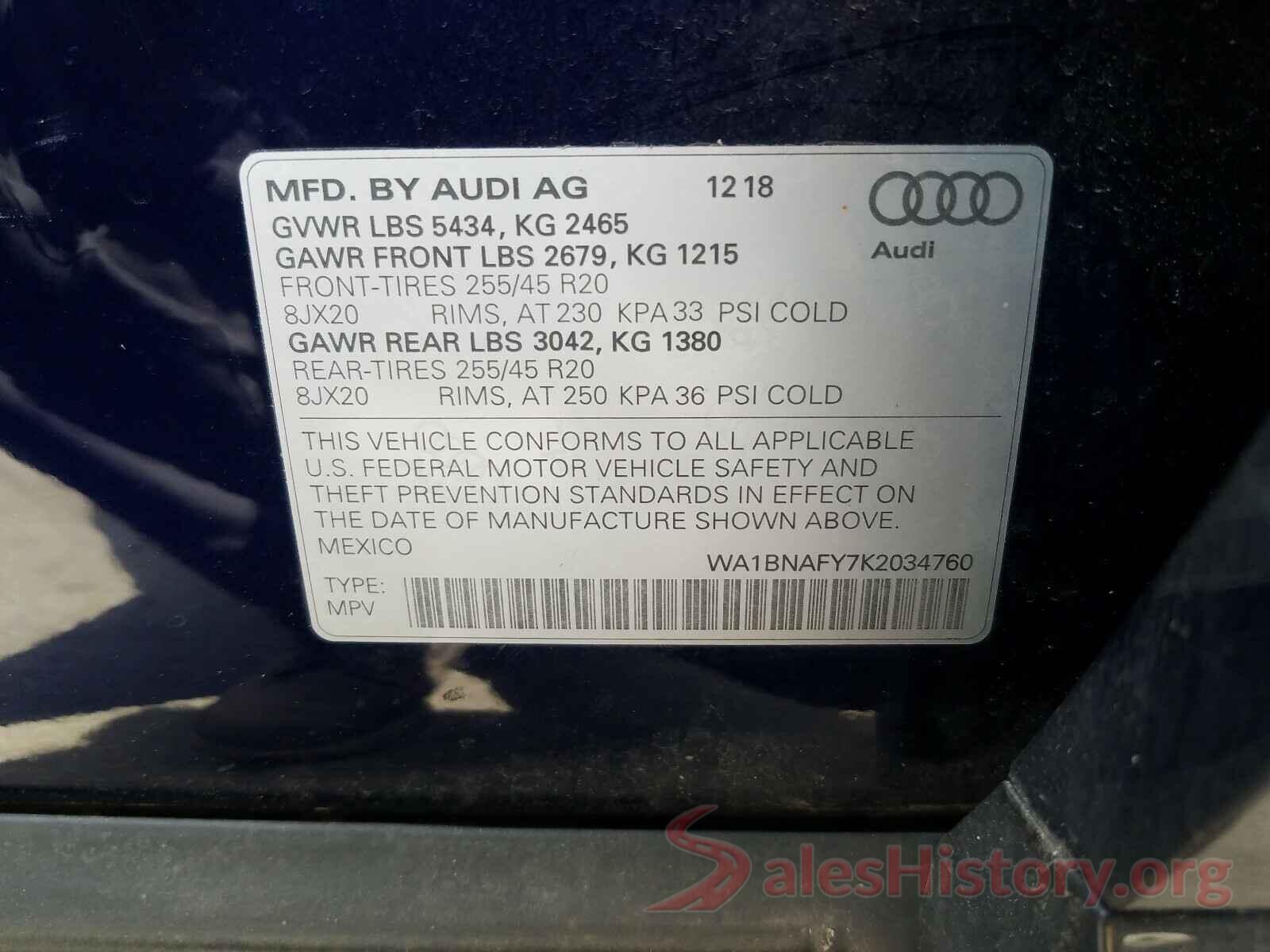 WA1BNAFY7K2034760 2019 AUDI Q5