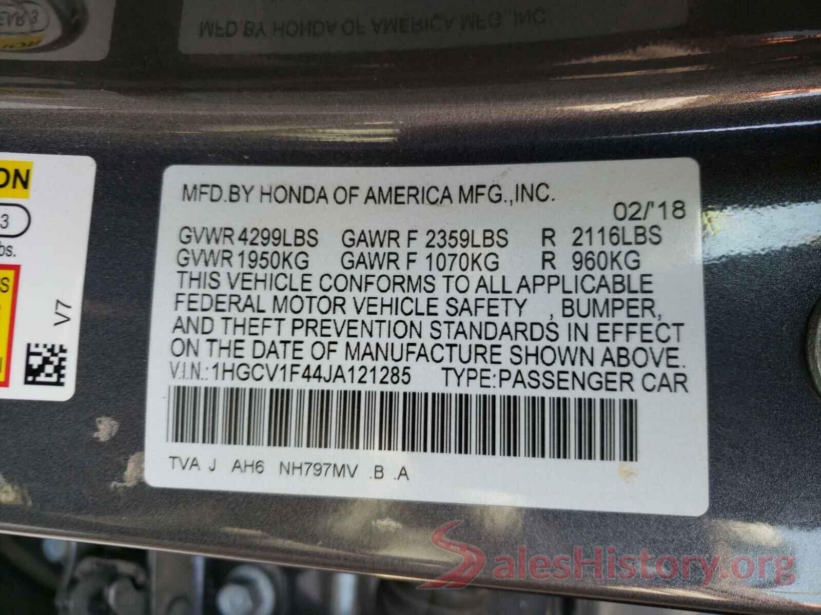 1HGCV1F44JA121285 2018 HONDA ACCORD