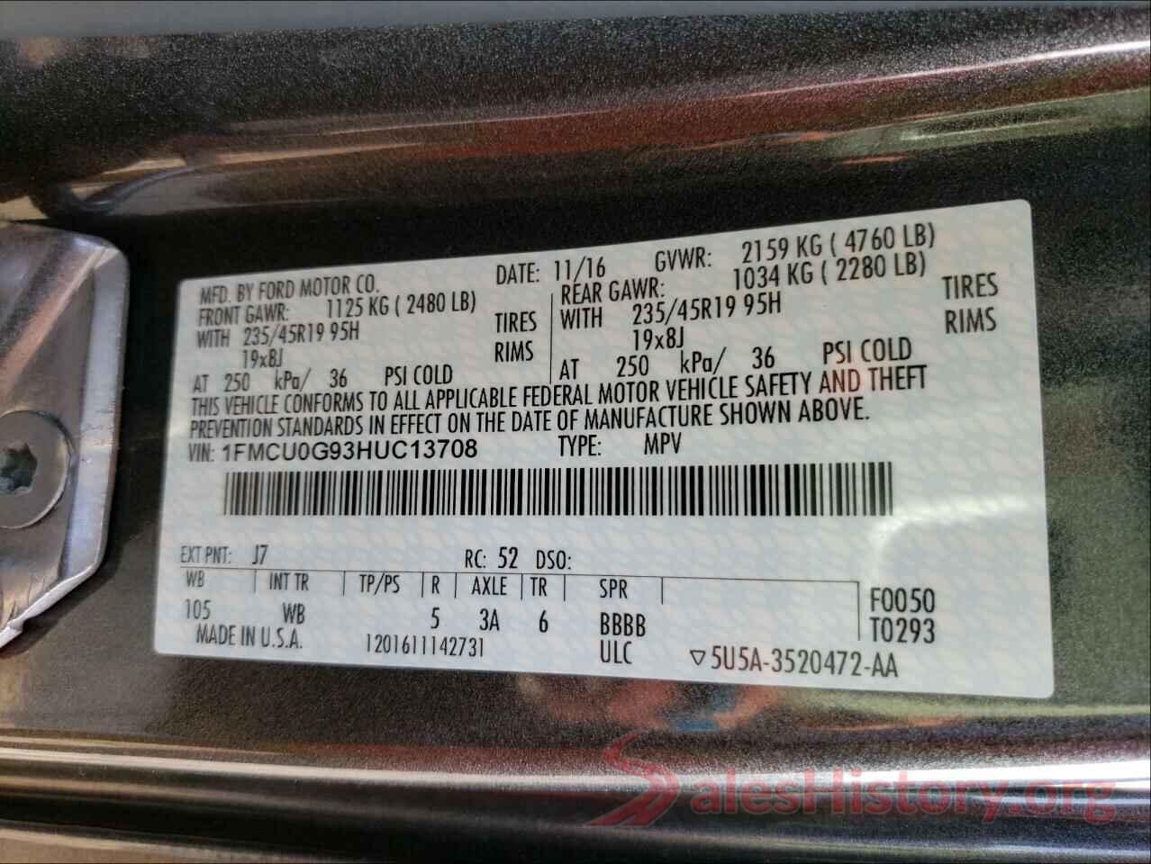 1FMCU0G93HUC13708 2017 FORD ESCAPE