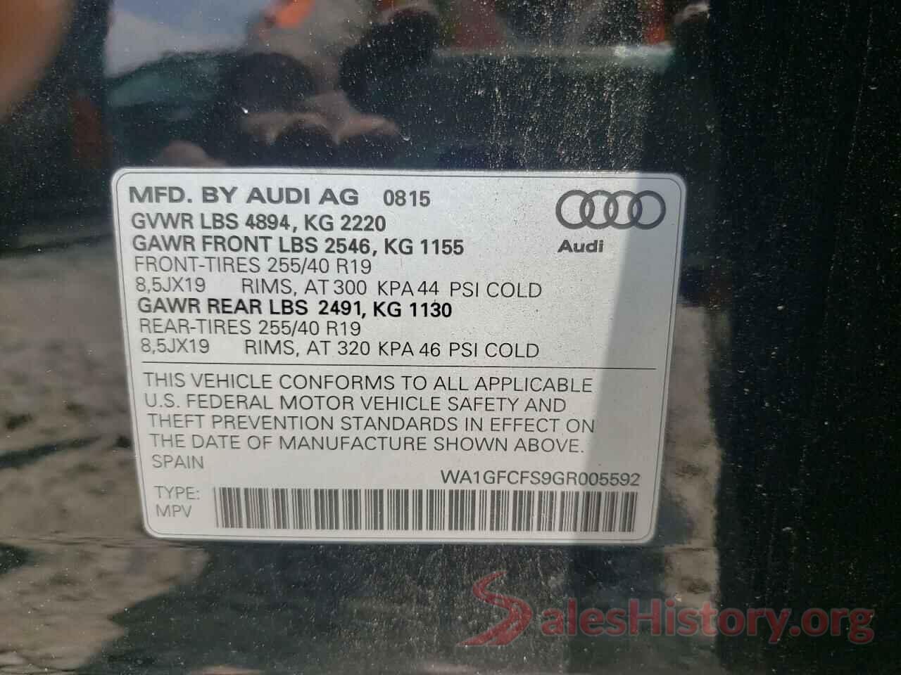 WA1GFCFS9GR005592 2016 AUDI Q3