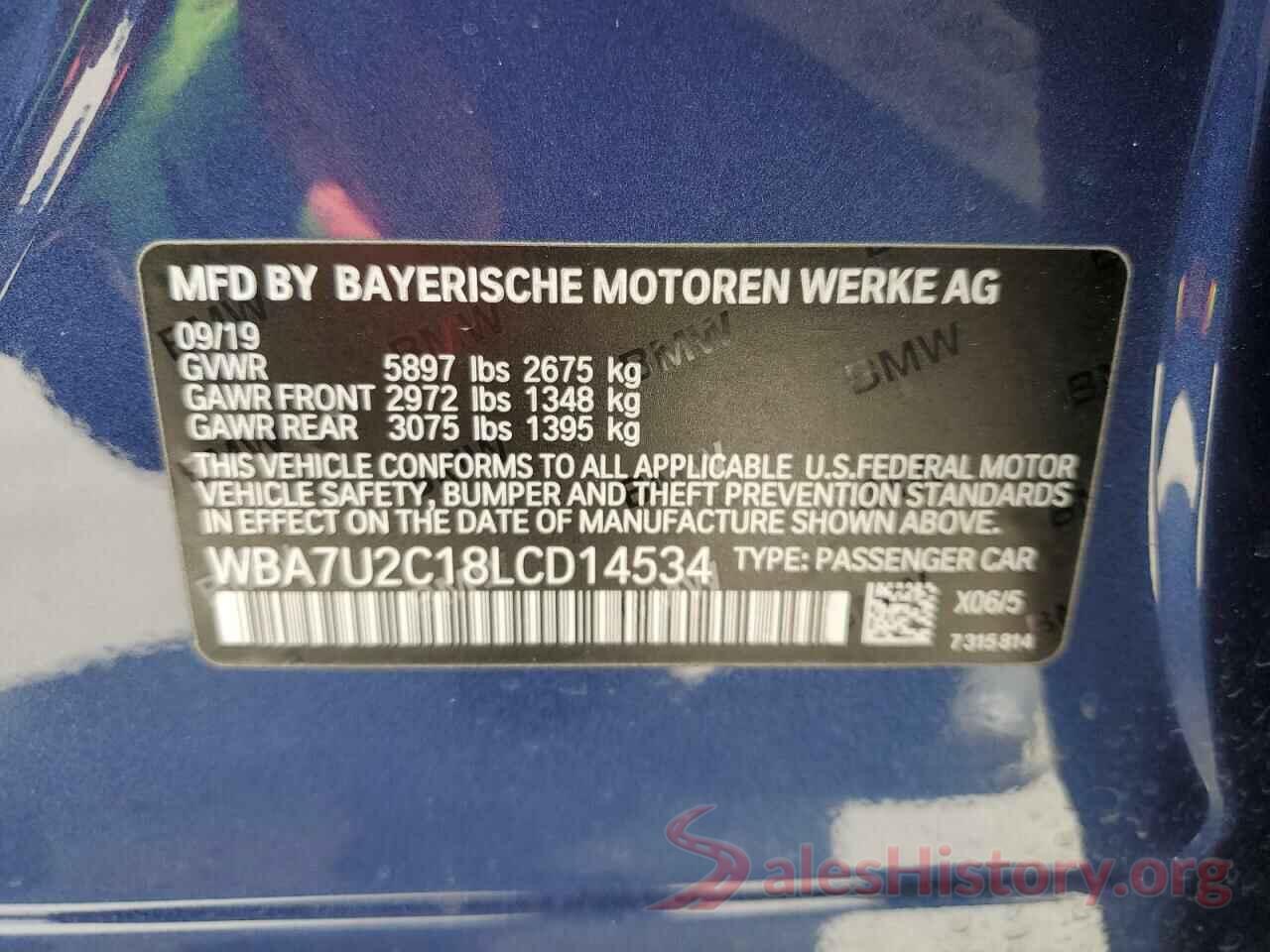 WBA7U2C18LCD14534 2020 BMW 7 SERIES